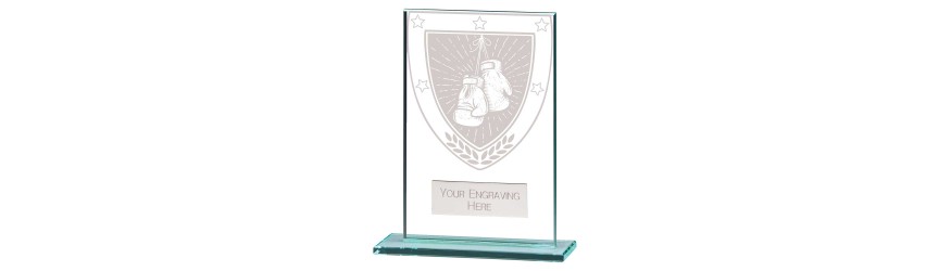MILLENIUM BOXING GLASS TROPHY - 6 SIZES - 8CM - 18CM